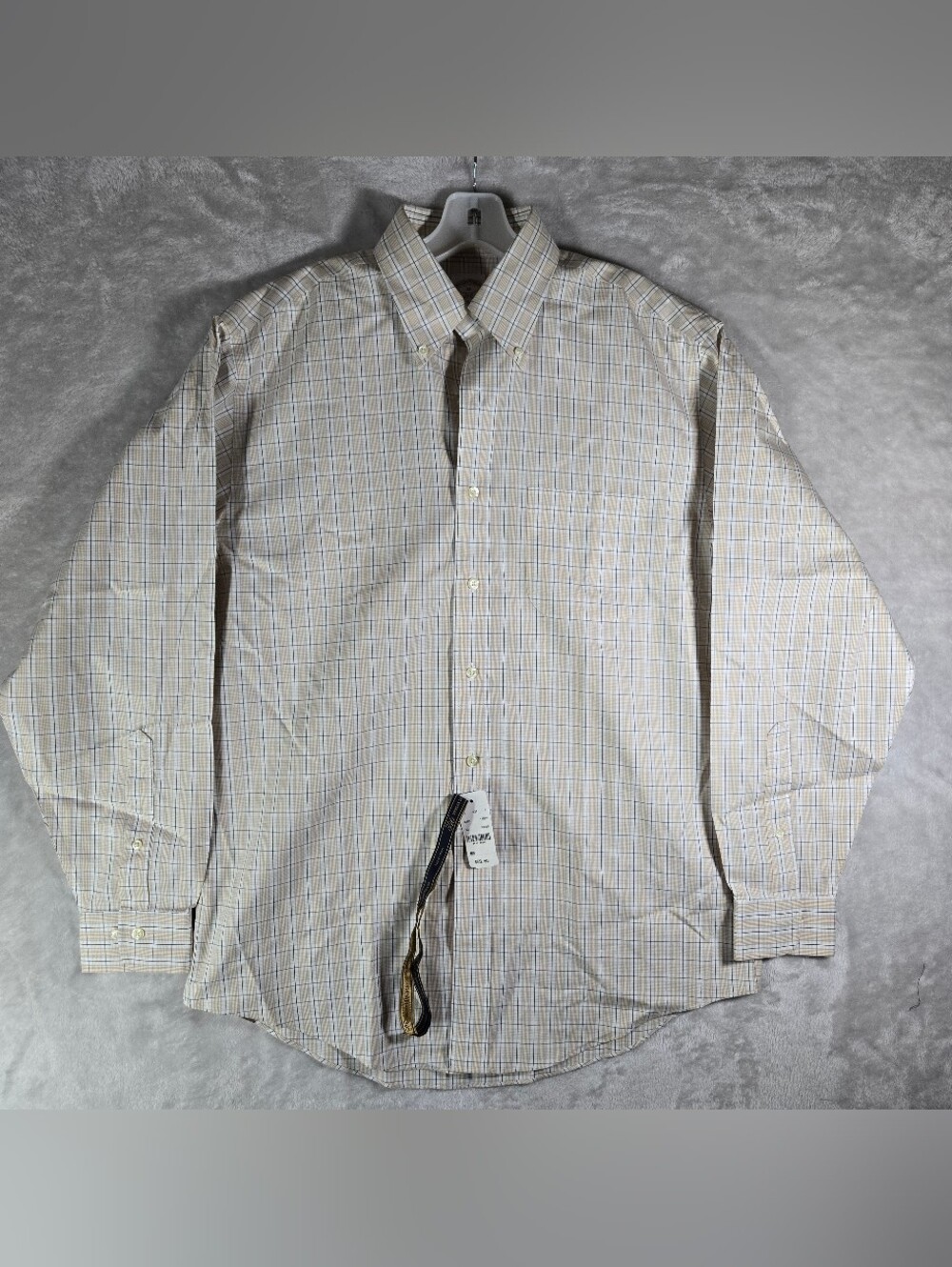 Brooks Brothers The Original Polo Shirt Non Iron Mens Size Medium Plaid Tan NWT